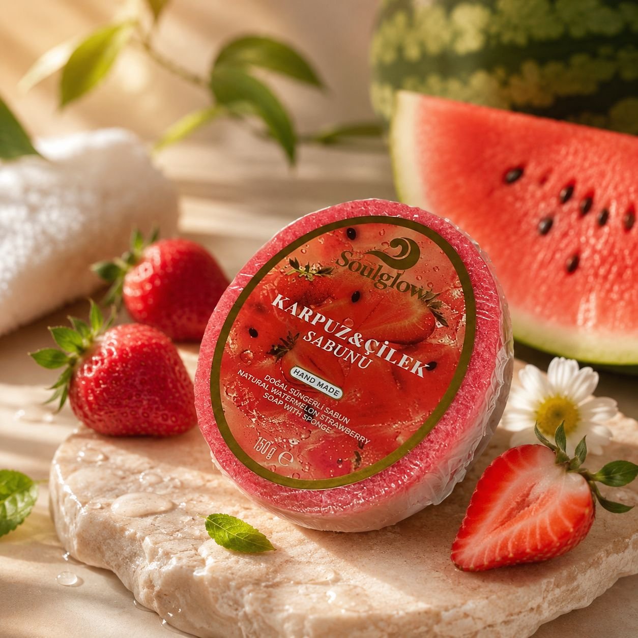 SÜNGERLİ KARPUZ & ÇİLEK SABUNU 150 GR
